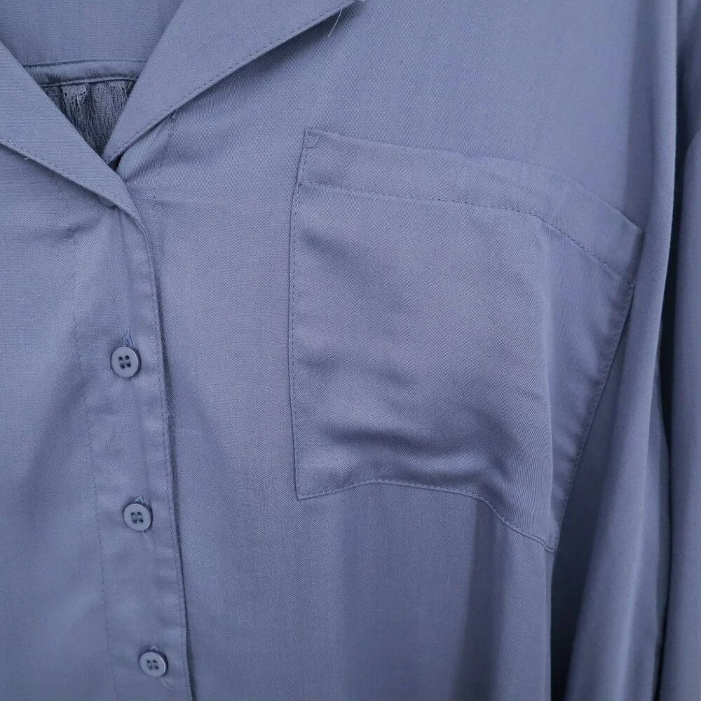 Umgee Lace Shirt Womens S Blue‎ Twee Feminine Boho Grannycore Slouchy Romantic